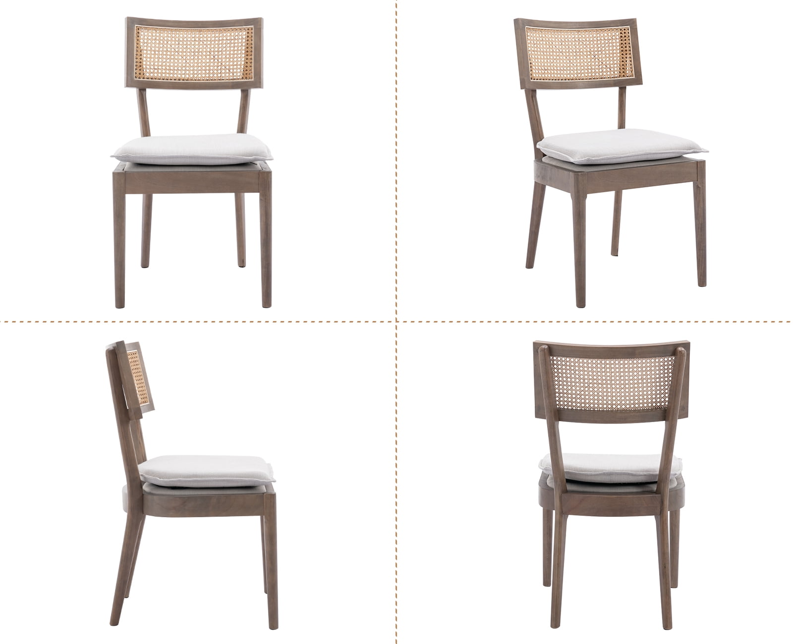 Guyou Classical Wooden Dining Chairs Set of 4, Farmhouse Rattan Cane Back Kitchen Chairs, French Country Side Chairs for Living Room Kitchen Dining Room, Light Brown