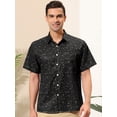 thumbnail image 2 of Camisa de hombre con estampado de estrellas Lars Amadeus manga corta Negro XXL, 2 of 6