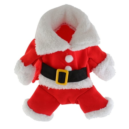 Christmas Pet Santa Claus Suit Costumes Outfit for Small Dog Cat Puppy Jumpsuit Hoodies Clothes with