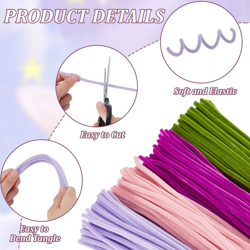DIY Polyester Plush Sticks Kit Pipe Cleaner Chenille Stems with Iron Core Kid Craft Material Mixed Color 305x5x1mm