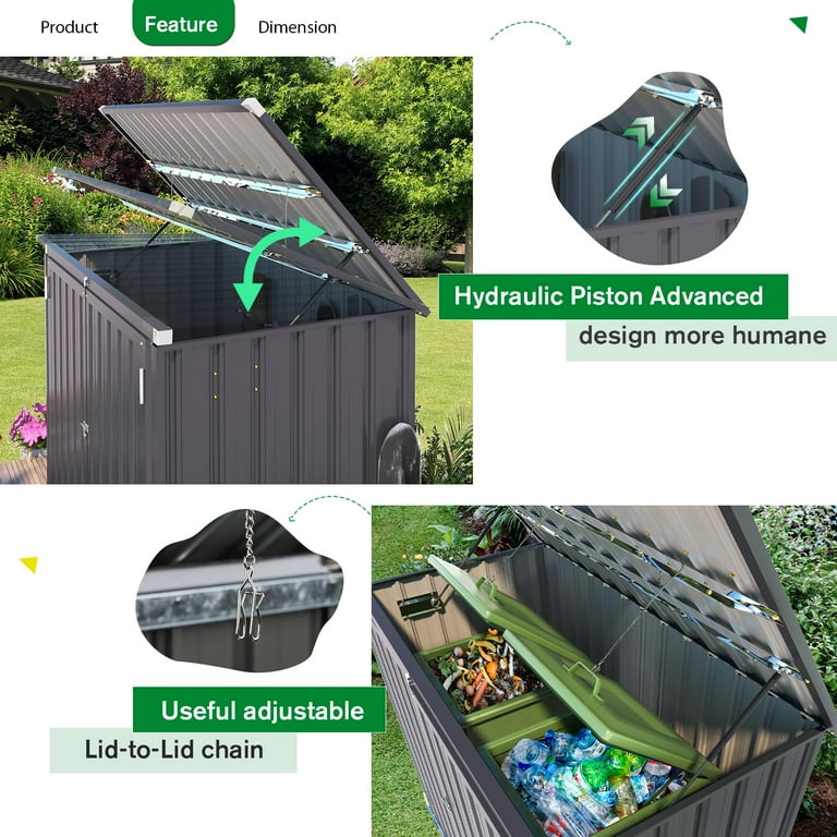 AECOJOY, Outdoor Storage Shed, 46 Cu ft Wastebasket Enclosure