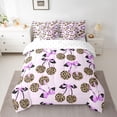 thumbnail image 2 of Feelyou Leopard Print Cherry Bedding Comforter Set 7pcs, Purple Bow-tie Full Bedding Set, 2 of 8