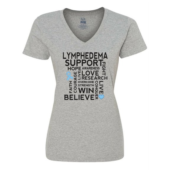 Inktastic Lymphedema Awareness Month Ribbon Women's V-Neck T-Shirt