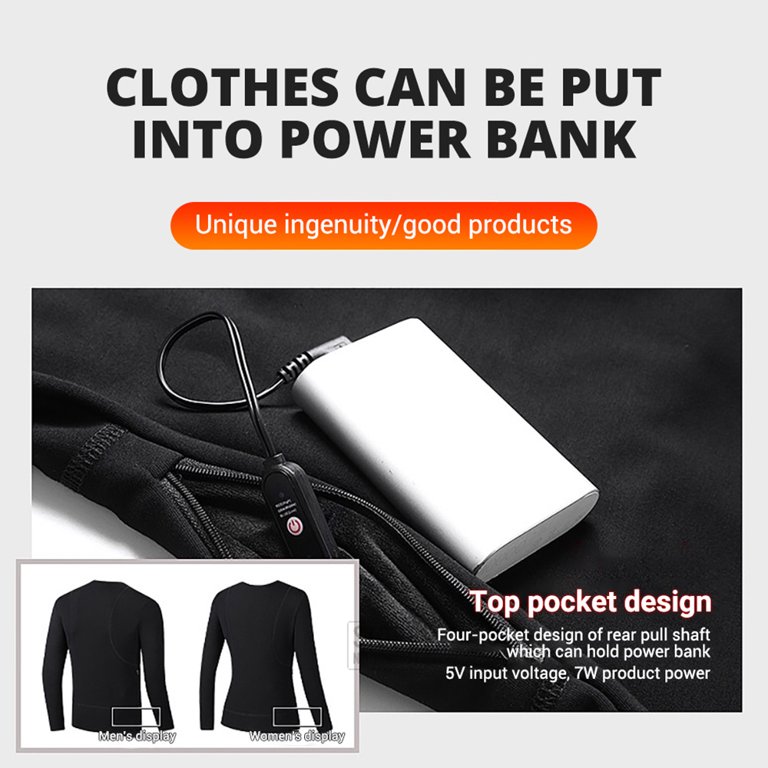 Ploreser Men's USB Heated Underwear Cotton Warm Smart Electric