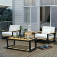 thumbnail image 6 of Aluminum Outdoor Patio Furniture Set 5 Seat, Patio Conversation Set with Durable Mesh Rope Weaving, Wide Armrests and Seats, Metal Sofa Set for Patio Yellow, 6 of 7
