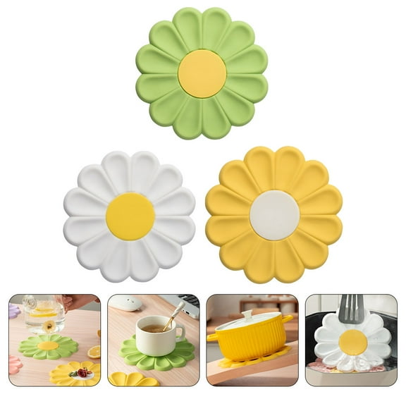 MUSEYA 3Pcs Heat Insulated Pad Silicone Elevated Cooling Design for Tableware Home Decoration