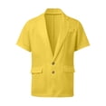 thumbnail image 4 of IWRICH Men's Short Sleeve Suit Sets Plain Formal Blazer Jacket and Shorts Wedding Party Business Casual Attire Yellow XL, 4 of 7