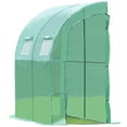 thumbnail image 6 of Portable Walk-in Greenhouse, Lean to Green House with 2 Zipper Entry Doors and 2 Roll-Up Windows for Patio Backyard Garden Growing Flower, Green, LJ1839, 6 of 7