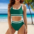 thumbnail image 2 of Yindaity Black Swimsuits for Women Women 2 Piece Bikini Set High Waisted Color Block Swimsuit 2025 Summer Beach Scrunch Ribbed Bathing Suit (Green,L), 2 of 6