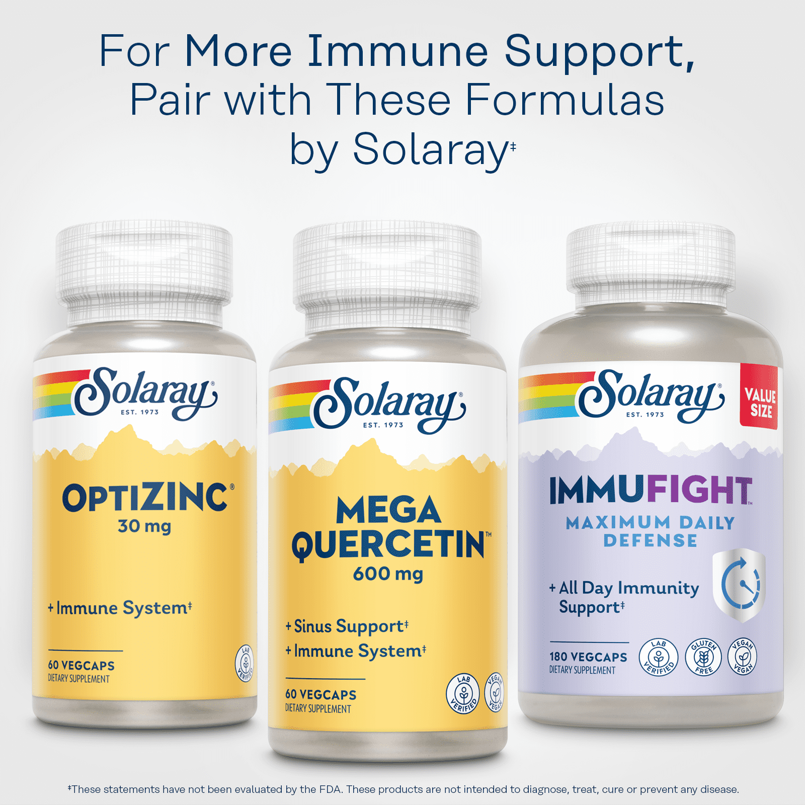 Solaray Mega Quercetin, Healthy Sinus & Immune Support & AMPK Activator, Rutin, Hesperidin & Bromelain, 60 VegCaps