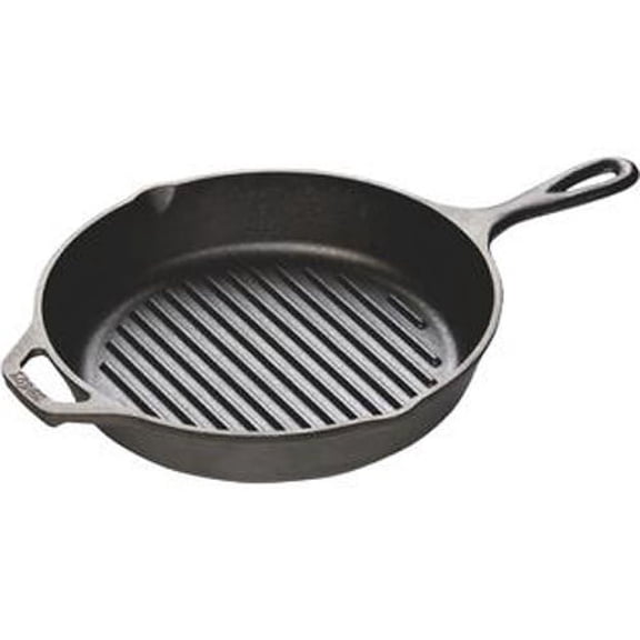 Lodge Cast Iron Logic Pre Seasoned Ribbed Grill Pan 10.25 x 2 in, Black