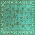 thumbnail image 1 of Ahgly Company Indoor Square Oriental Turquoise Blue Industrial Area Rugs, 8' Square, 1 of 4