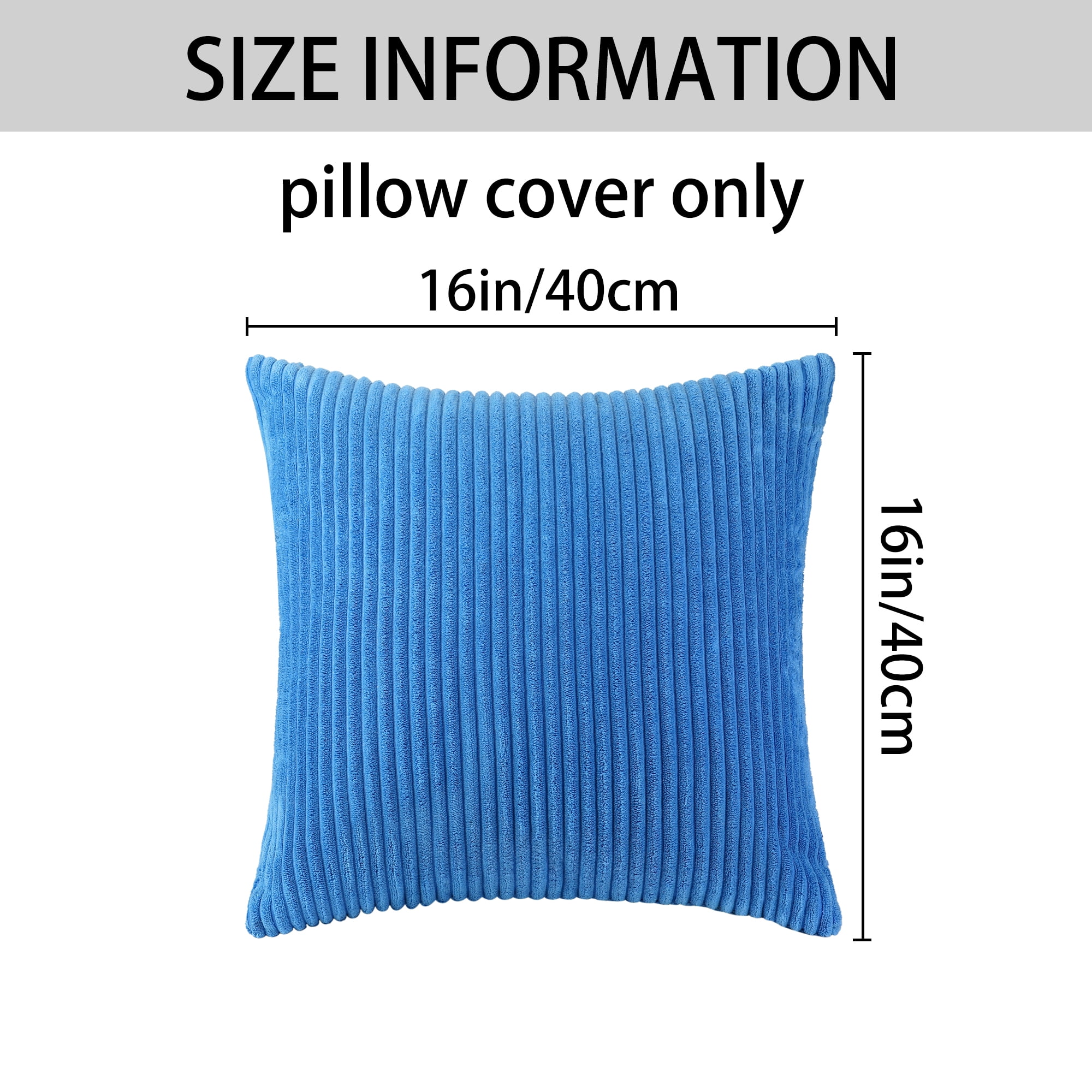 Unique Bargains Sofa Living Room Corduroy Decorative Throw Pillow Covers (2 Count) Blue 16" x 16"