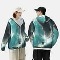thumbnail image 4 of Balery Veste à Capuche Protection Solaire UPF 50+ Motif Requin de Surf Légère à Manches Longues pour Femmes Hommes avec Poche Randonnée Extérieur-3TG, 4 of 7