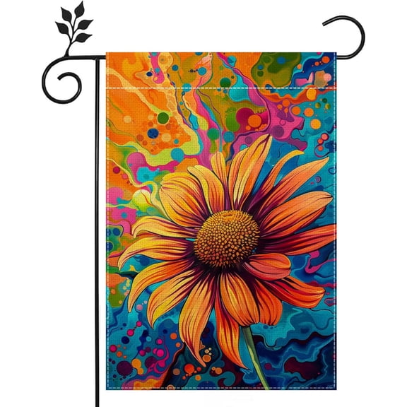 Spring Summer Sunflower Floral Garden Flag for Outside 12x18 Inch Double Sided Burlap Farmhouse Holiday Yard Flag Decorations for Home