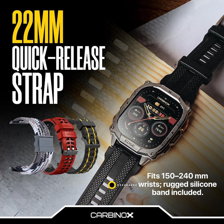 Carbinox Edge Smart Watch Rugged, 1.96″ AMOLED, Stainless Steel