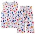 thumbnail image 3 of ZHENHONG Pajamas for Women, Summer Cotton Blouse With No Sleeves Pocketed Three Quarter Length Pants Pajama Set For Two Pieces, Women's Sleepwear Pink, 3 of 5