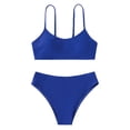 thumbnail image 2 of Uccdo 2Pcs Little Girls Summer Bathing Suit Swimsuit With Adjustable Strap, Teens Girl Solid Color Bikinis Swimwear Set 8-14Y, 2 of 3