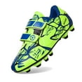 thumbnail image 2 of EliteGoogv Kids Football Boots PU Upper Round Toe Hook Loop Closure Soccer Shoes for Boys Girls Non Rubber Sole Training Footwear US:12/5.5-6 Years, 2 of 9