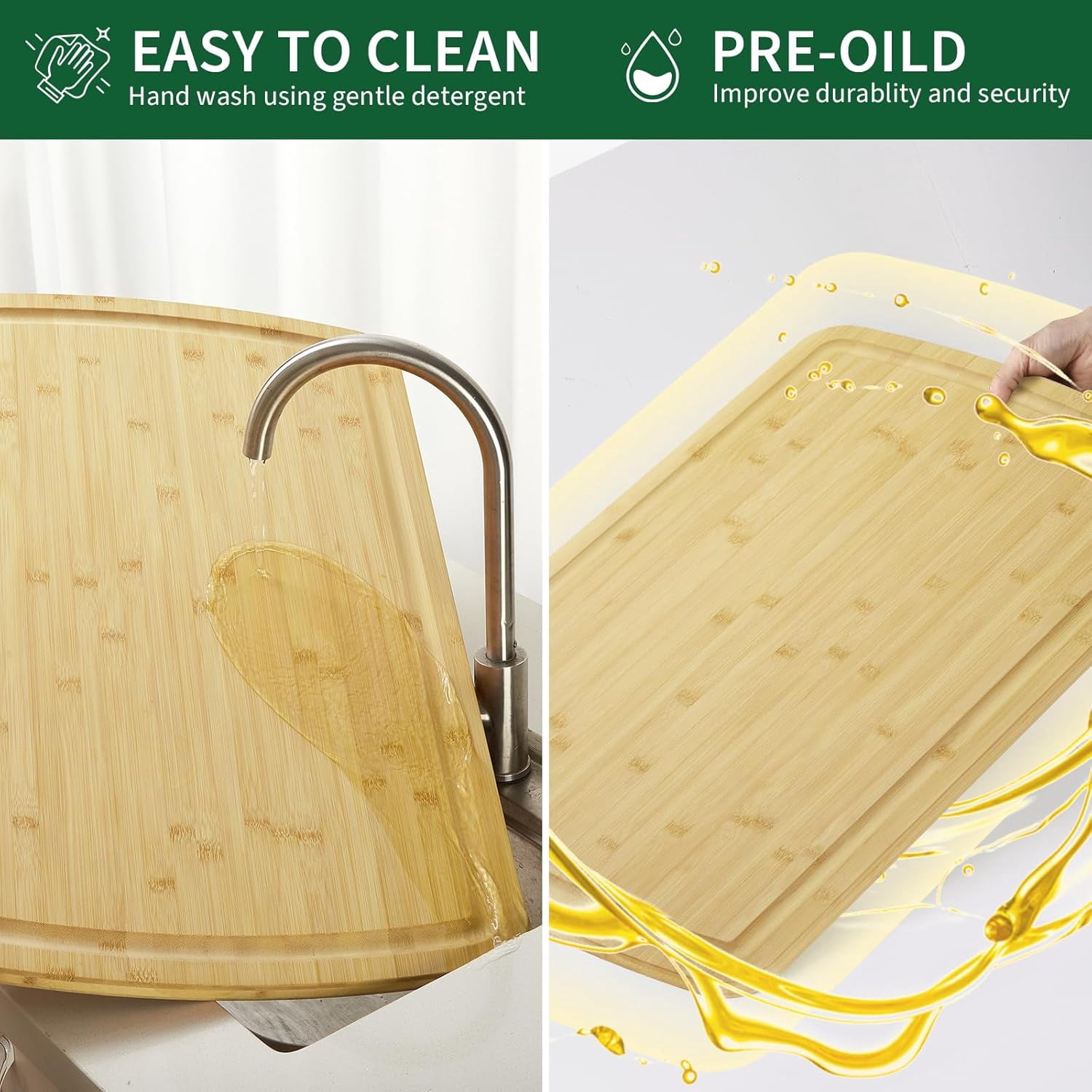 Extra Large Bamboo Cutting Board 30"x20"x0.8" – Thick Wooden Butcher Block with Juice Groove for Meat, Charcuterie & Turkey Carving – Stove Top Cover, Heavy Duty Chopping Board for Kitchen Counter