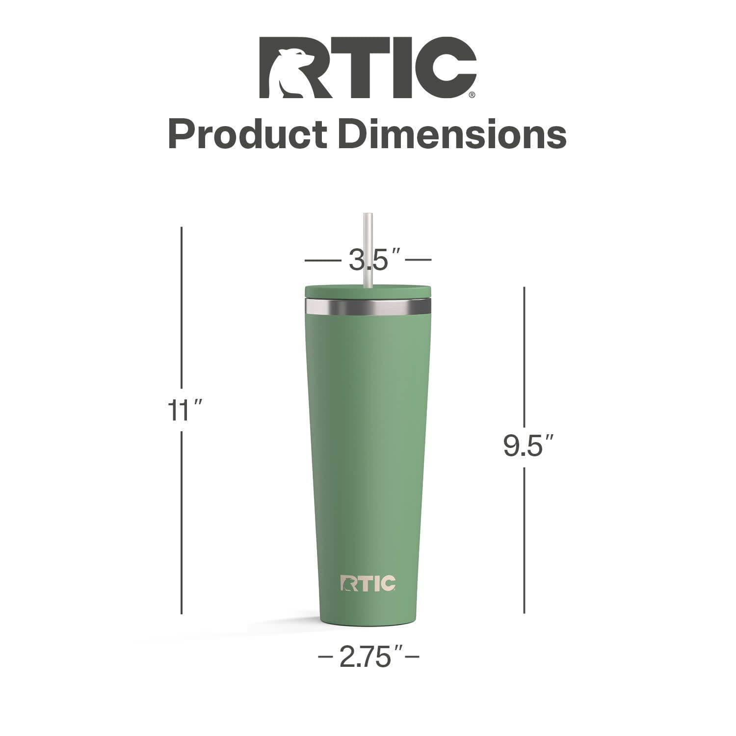 RTIC 28 oz Ceramic Lined Everyday Tumbler with Spill-Resistant Straw Lid, Sage