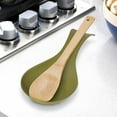 thumbnail image 3 of OGGI Stainless Steel Spoon Rest- Long Handle Holds Kitchen Utensils in Place, Great Spoon Rest for Kitchen Counter, Stove Top, or Coffee Station; Kitchen Accessories, Utensil Rest, Olive, 3 of 7