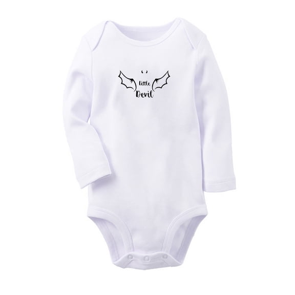 Little Devil Twins Babies Rompers, Newborn Baby Unisex Bodysuits, Infant Jumpsuits, Toddler 0-12 Months Kids Long Sleeves Oufits (White, 6-12 Months)