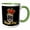 Green/White, variant on 3drose, Royal Pug Dog with Funny Crown with Black Background, 11oz Two-tone Blue Mug