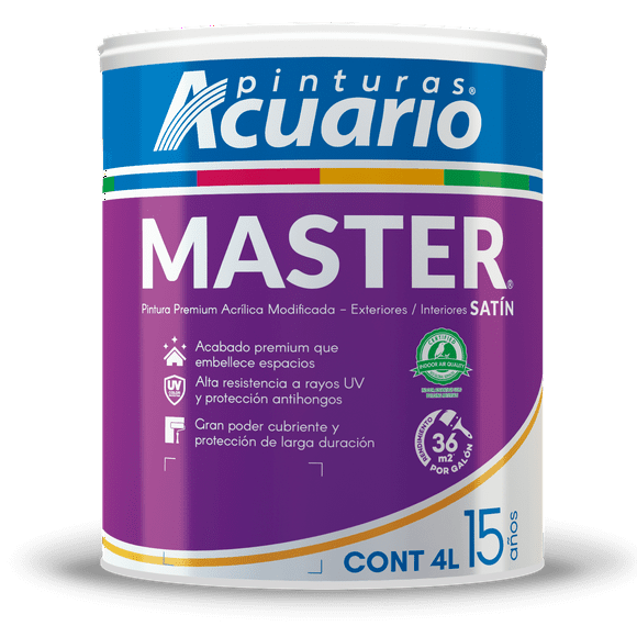 Pintura Vinil Acrílica Acuario Cover Master 4 Lts Blanco