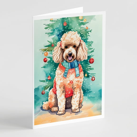 Poodle Christmas Greeting Cards Pack of 8 7 in x 5 in