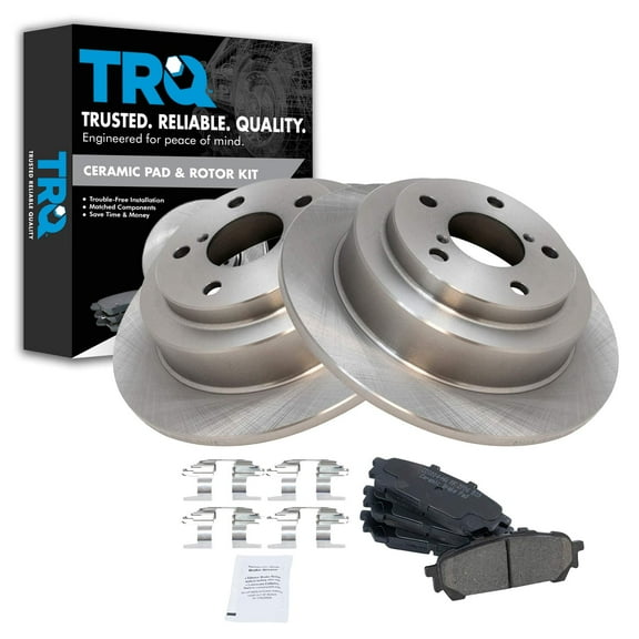 TRQ Rear Brake Pad & Rotor Kit Brake Pads Brake Rotor Ceramic Fits Select 2005-2006 Saab 9-2X 2004-2008 Subaru Forester 2004-2007 Impreza