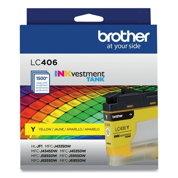 Brother Genuine LC406YS INKvestment Printer Ink, 1,500 Page-Yield, Yellow