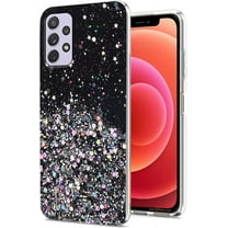 for Samsung Galaxy A53 Case Clear Glitter Aesthetic Pink Samsung A53 Phone Case Silicone Transparent Shockproof Soft Cover Thin (Samsung A53 5g, Black)