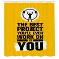 thumbnail image 3 of Ambesonne Fitness Shower Curtain, Best Project is You, 69"Wx70"L, Marigold Dark Blue White, 3 of 3
