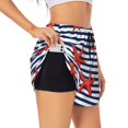 thumbnail image 2 of Haiem Starfish Navy Blue Stripe Women's 2 in 1 Running Shorts - Lightweight Athletic Workout Gym Yoga Breathable Sports Shorts Liner with Phone Pockets-Large, 2 of 9