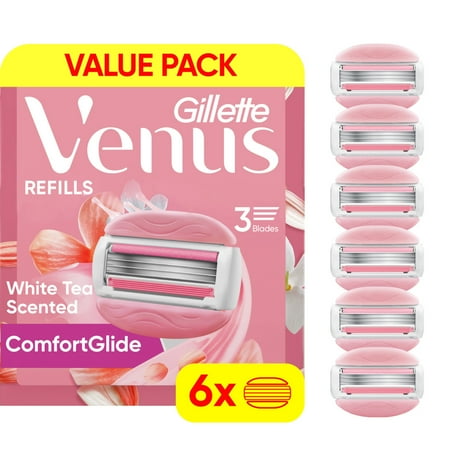 Venus ComfortGlide 3 White Tea Women's Razor Blade Refills, 6 Count