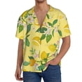 thumbnail image 3 of KLL Lemon Print Men's Shirt Short Sleeve Button Down Summer Cuba Beach Shirts- Large, 3 of 7