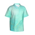 thumbnail image 2 of Balery Cyan Mint Marble Print Men's Hawaiian Shirts Short Sleeve Beach Shirt Relaxed Fit Vacation Button Down Shirts-Large, 2 of 9