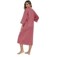 thumbnail image 4 of MAYFISH Women's 3/4 Sleeve Lightweight Bathrobes: 100% Cotton Zipper Robes with Pockets, Perfect Loungewear(Purplish Red,L), 4 of 5