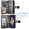 thumbnail image 2 of Galaxy Z Flip4 Case, Samsung Z Flip4 Wallet Case, Samsung Galaxy Z Flip4 PU Leather Case, Luxury Cash Credit Card Slots Holder Carrying Folio Flip Cover Kickstand & Hand Strap - Black, 2 of 7