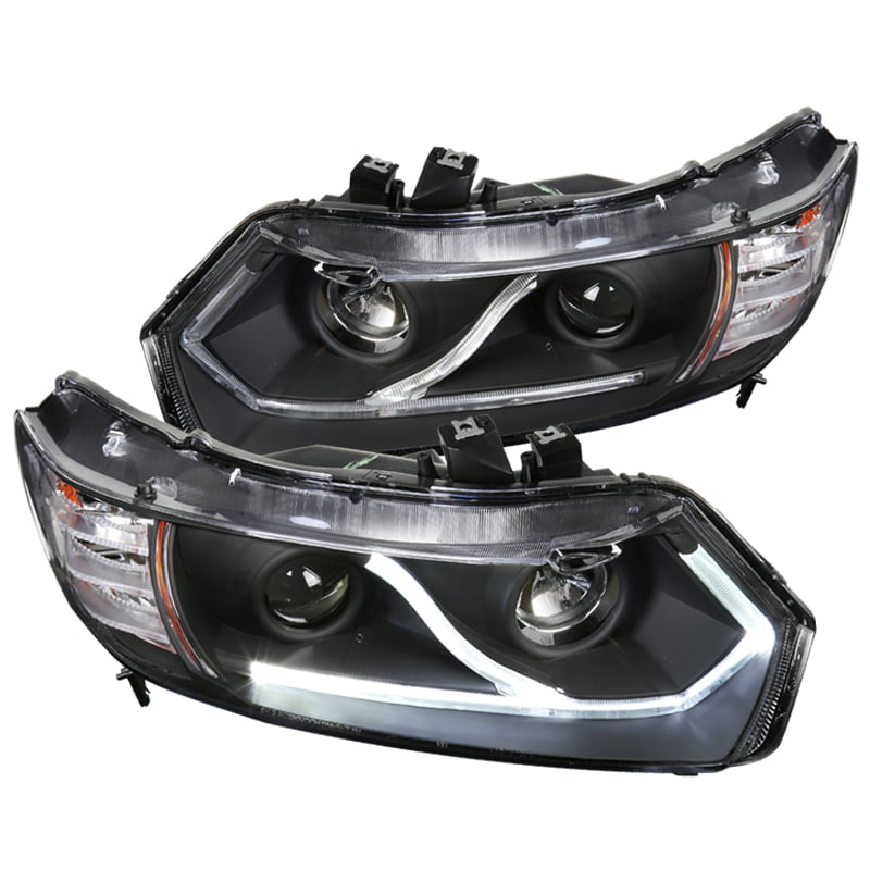 Spec-D Tuning Halo Strip Led Projector Headlights Black for 2006-2011 Honda  Civic Coupe 2Dr Head Light Assembly Left + Right Pair - Walmart.com