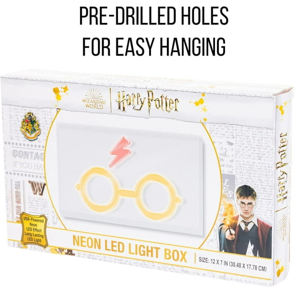 Silver Buffalo 12" x 7" Harry Potter Scar USB Powered LED Neon Light Box with Glasses