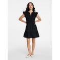 thumbnail image 3 of Time and Tru Women's Cotton Flutter Sleeve Mini Dress, Sizes XS-XXXL, 3 of 6