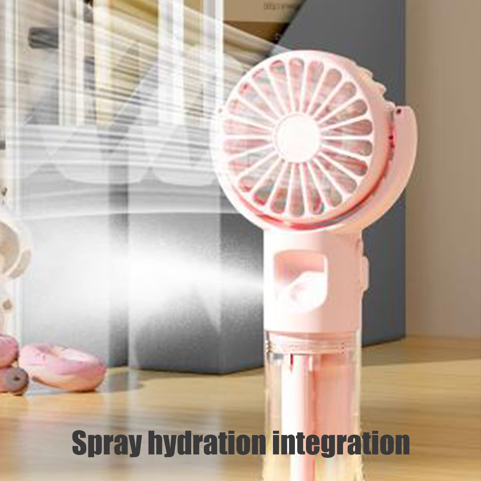 Blukids Mini Portable Water Misting Fan, 4 Speeds,Powerful Handheld Fan USB Rechargeable,Personal Small Quiet Spray Water Mist Fan for Home School Office Outdoor Travel Use