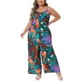 thumbnail image 2 of Mono de tirantes ajustables sin mangas para mujeres de talla grande CURVY GLAM, con pantalones largos elásticos, 4X, azul lago, 2 of 6