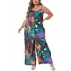 thumbnail image 2 of Mono de tirantes ajustables sin mangas para mujeres de talla grande CURVY GLAM, con pantalones largos elásticos, 4X, azul lago, 2 of 6