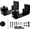 thumbnail image 1 of Paquete de 2 guías de piso para puerta corrediza de granero de alta resistencia para rodillo ajustable inferior, 8 opciones de configuración, guía de piso para puerta de granero plana (negro, 1 of 5