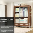 thumbnail image 5 of Portable Closet,Brochao Portable Wardrobe with 3 Drawer and 4 Storage Shelves and Side Pocket for Clothes Storage Organizer,Coffee, 5 of 11