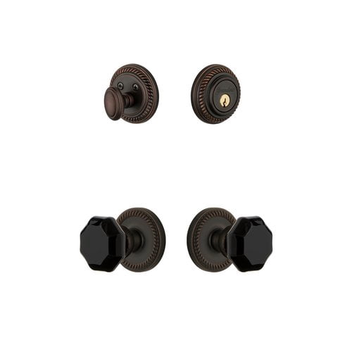 Grandeur 851321 Newport Solid Brass Rose Single Cylinder Keyed Entry Deadbolt And Knobset