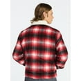 thumbnail image 6 of No Boundaries High-Pile Fleece Lined Plaid Overshirt, Men’s and Big Men’s, 6 of 6